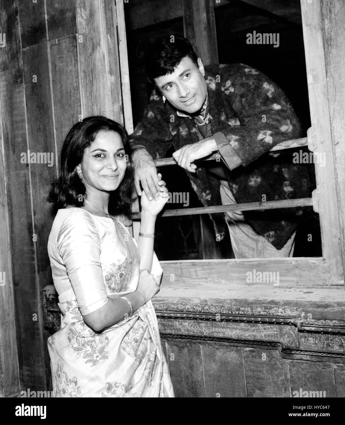 Indian vintage 1900s bollywood film actor, dev anand and waheeda ...