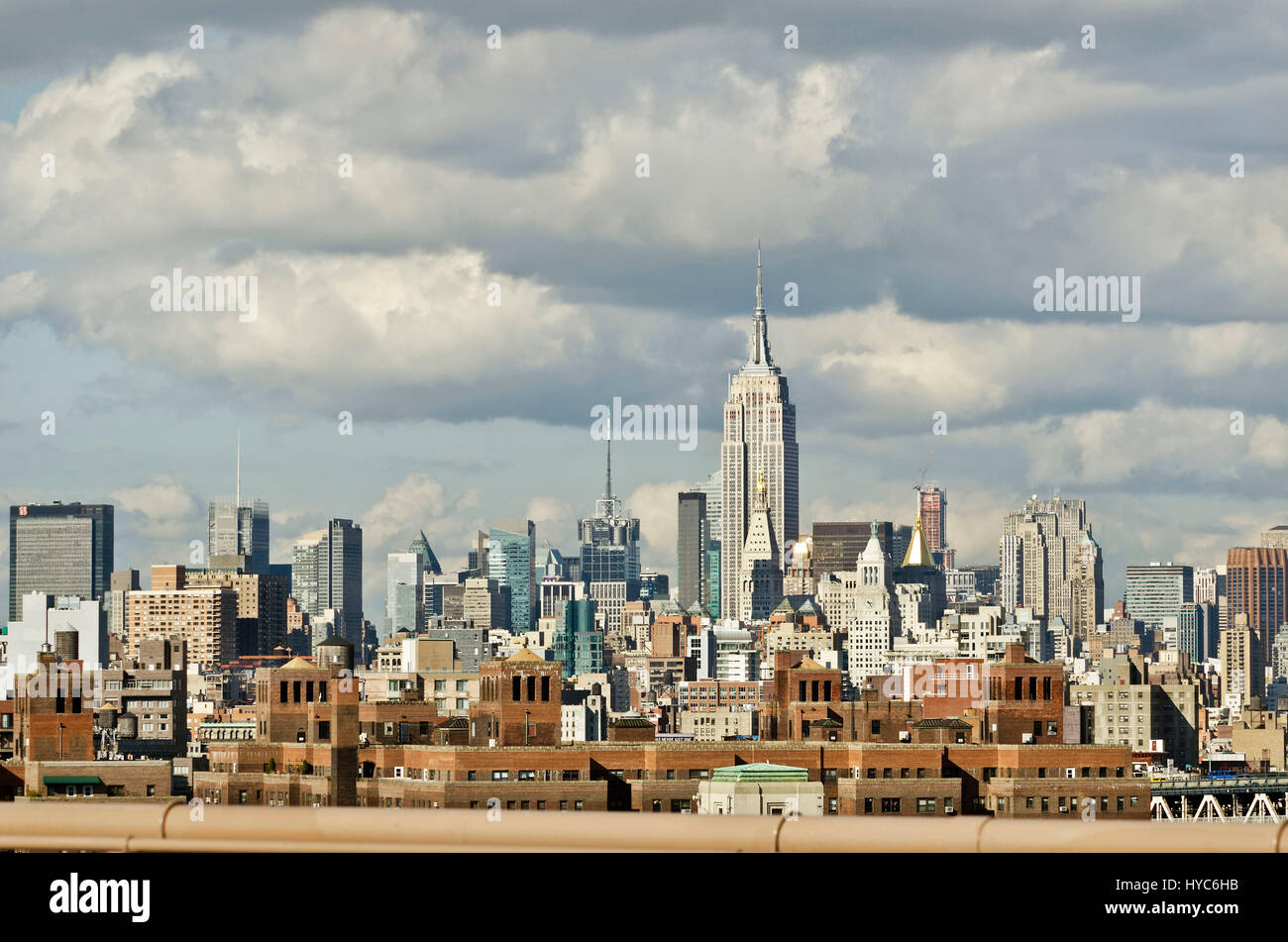 Manhattan skyline from brooklyn bridge lower, manhattan, new york, usa Stock Photo