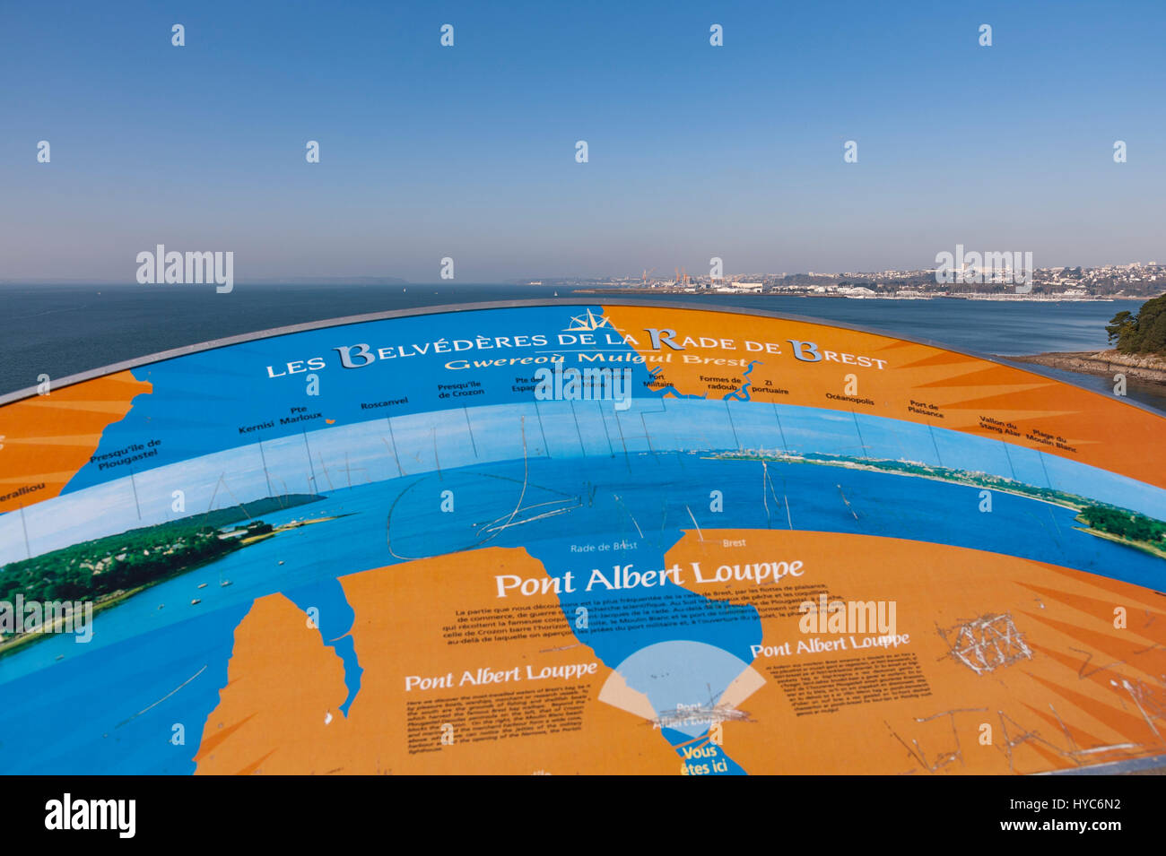 Orientation table, roadstead of Brest, France. Stock Photo