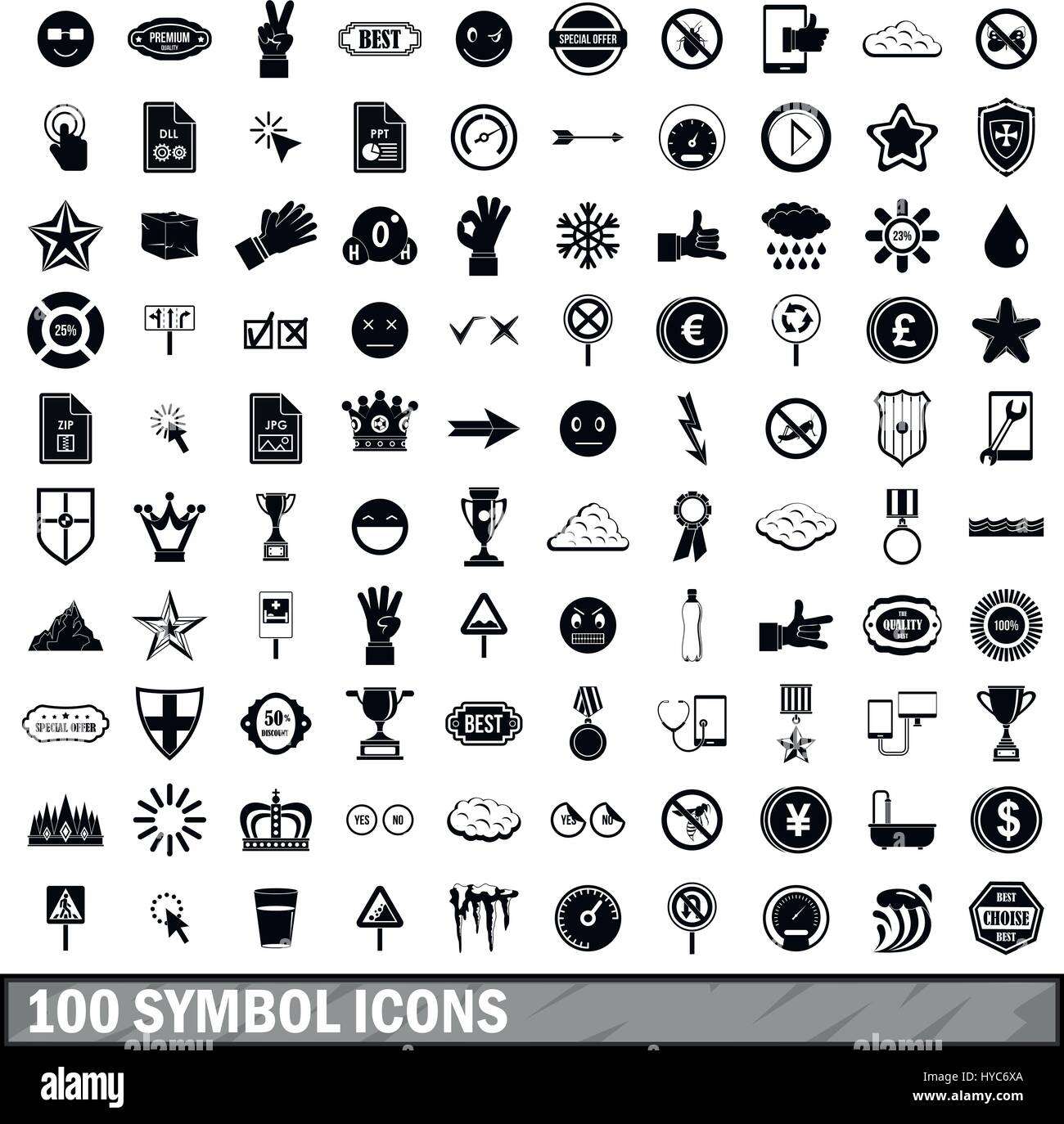 100 symbol icons set, simple style Stock Vector Image & Art - Alamy