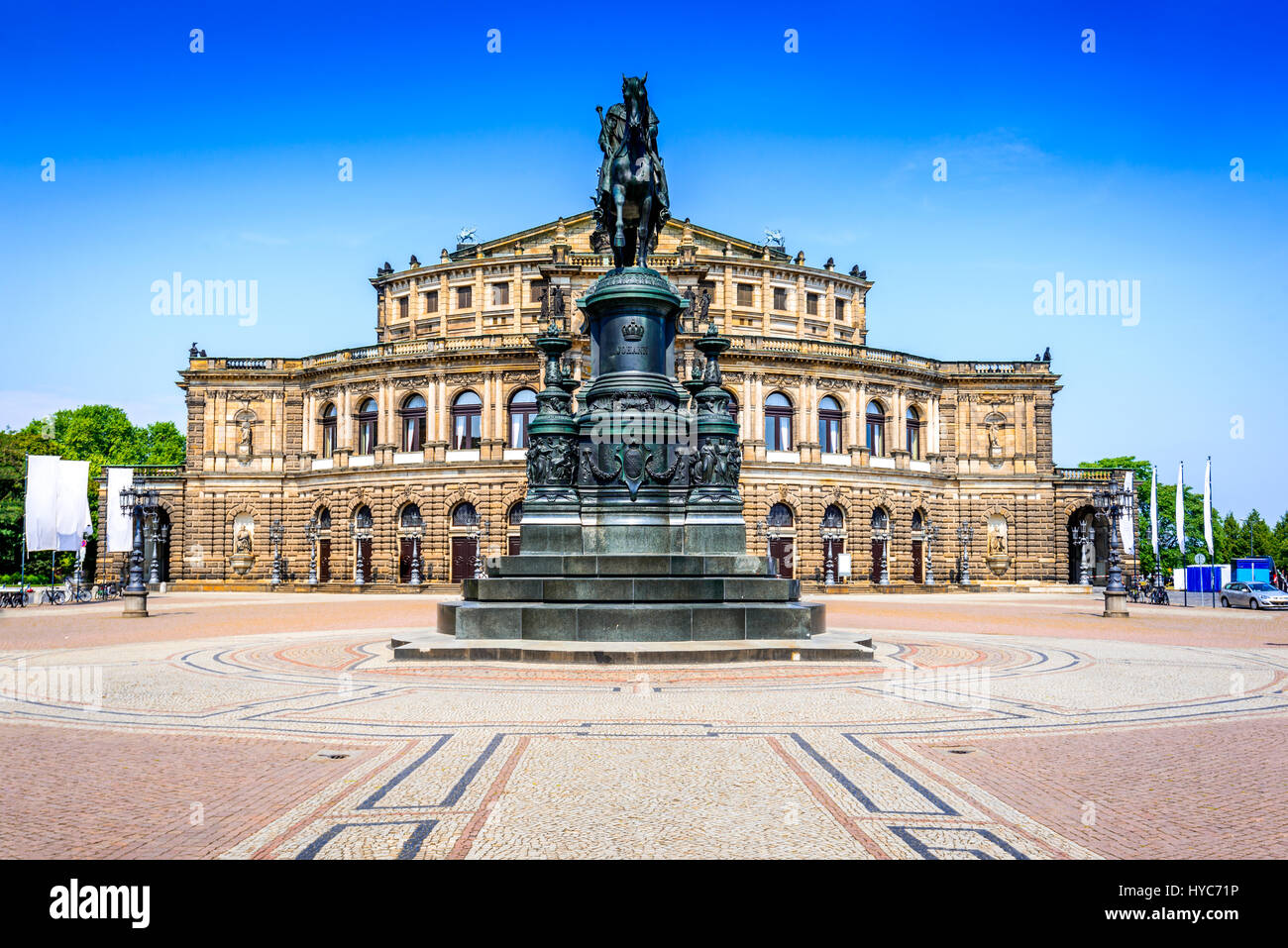 Dresden, Saxony. Semperoper, opera house of Dresda, on a sunny day with blue sky. Germany saxon landmark. Stock Photo