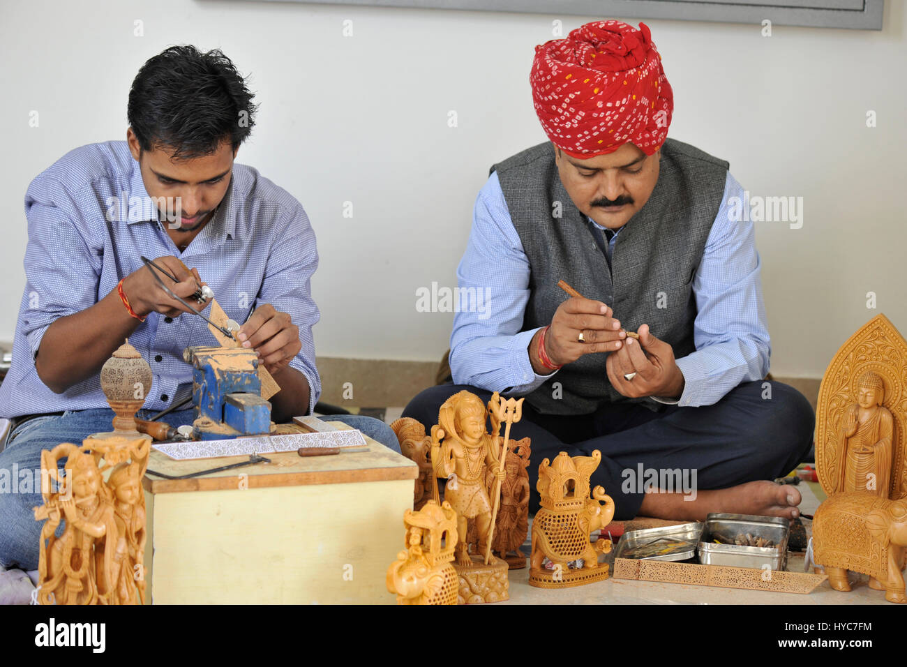 mahesh jangid and rohit jangid carving, jaipur, rajasthan, Asia, India NO MR Stock Photo