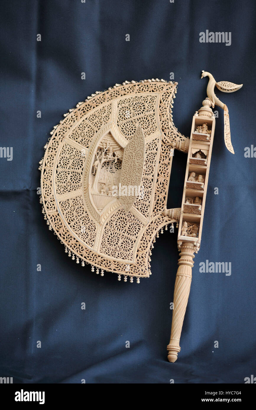 sandalwood hand fan, jaipur, rajasthan, Asia, India Stock Photo