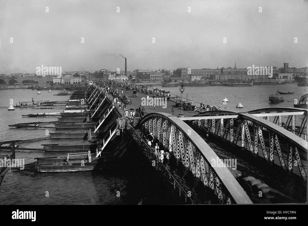 Hooghly Bridge, vintage picture, Calcutta, Kolkata, West Bengal, India, Asia, 1910 Stock Photo