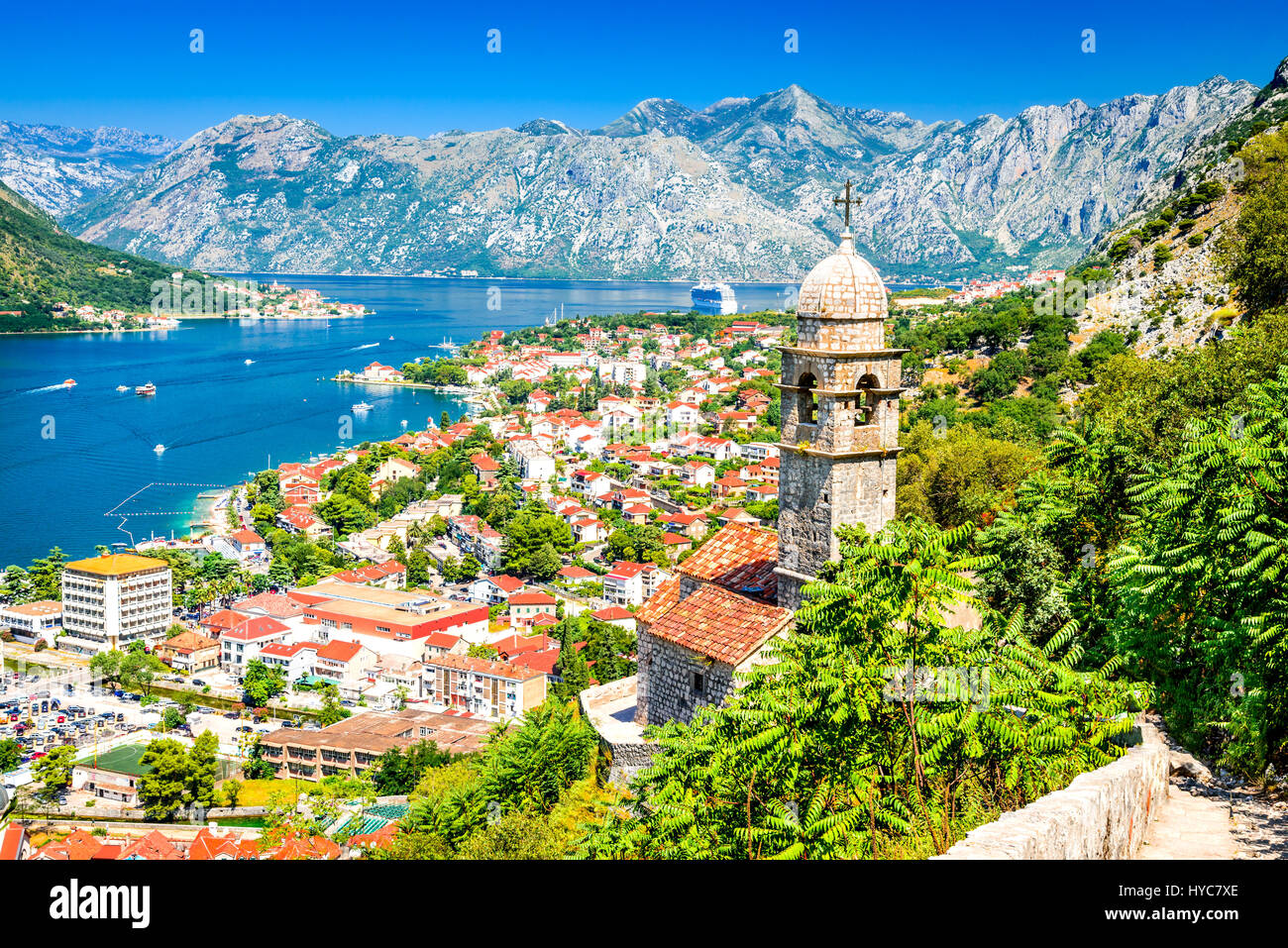 Kotor, Montenegro. Bay of Kotor bay is one of the most beautiful places on  Adriatic Sea, it boasts the preserved Venetian fortress, old tiny villages  Stock Photo - Alamy