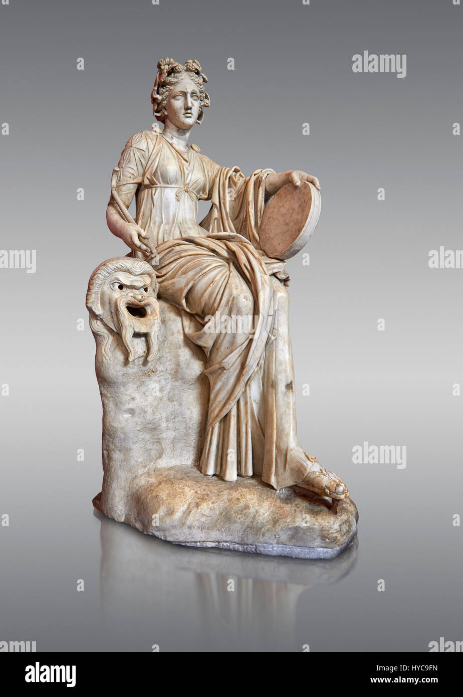 2nd century AD Roman statue of the muse of comedy, Thalia, with a ...