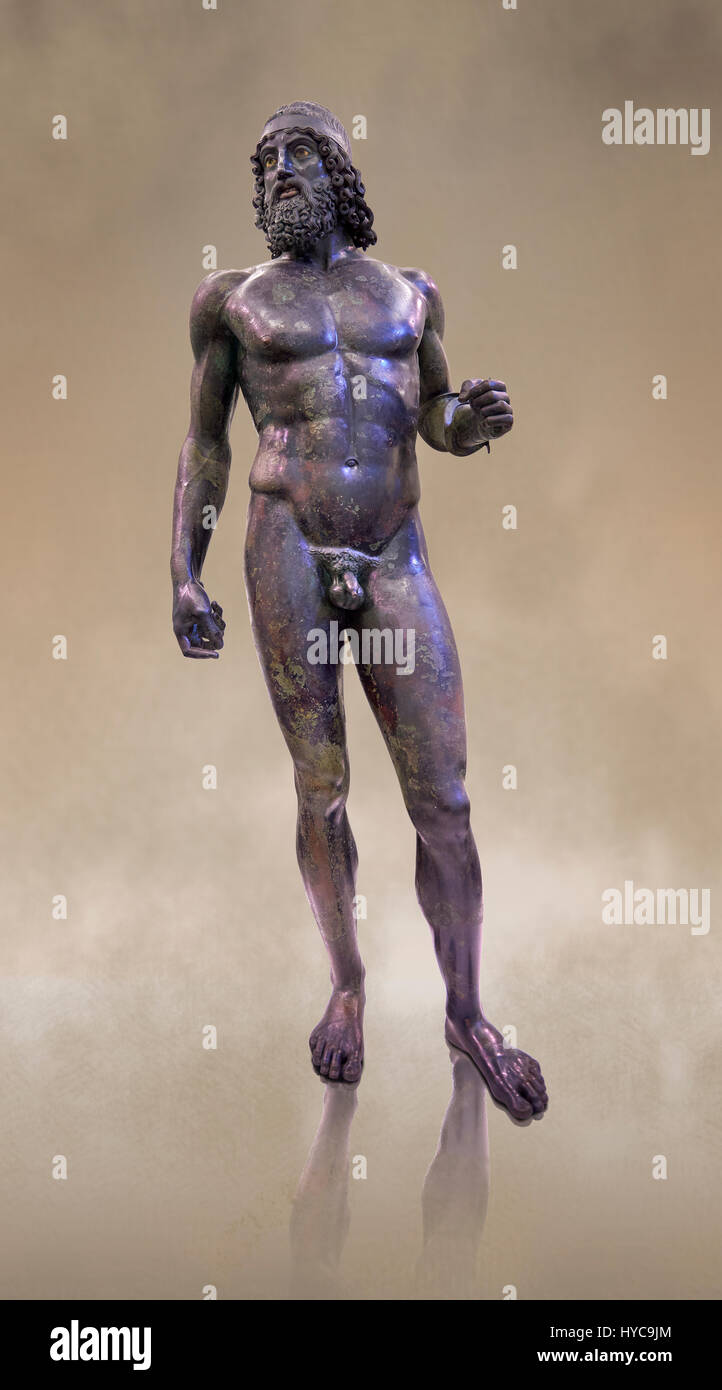 low full length view of the Riace bronze Greek statue A cast about 460