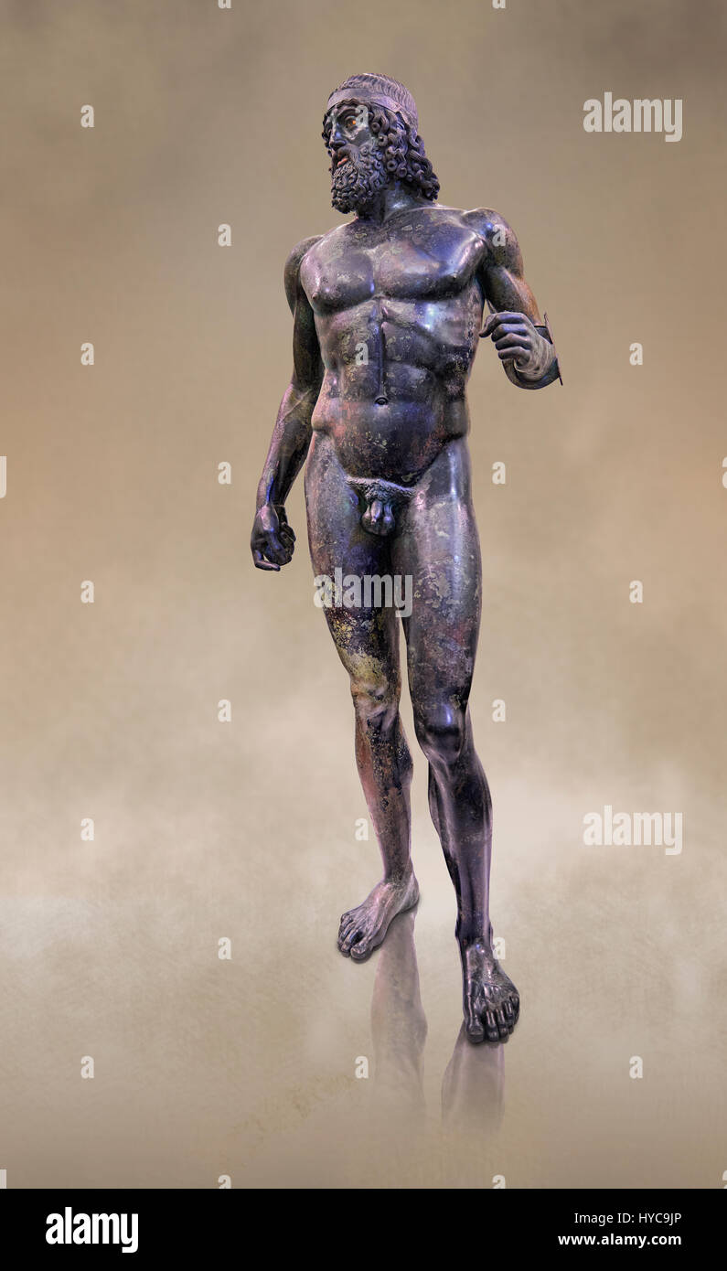Full length view of the Riace bronze Greek statue A cast about 460 BC