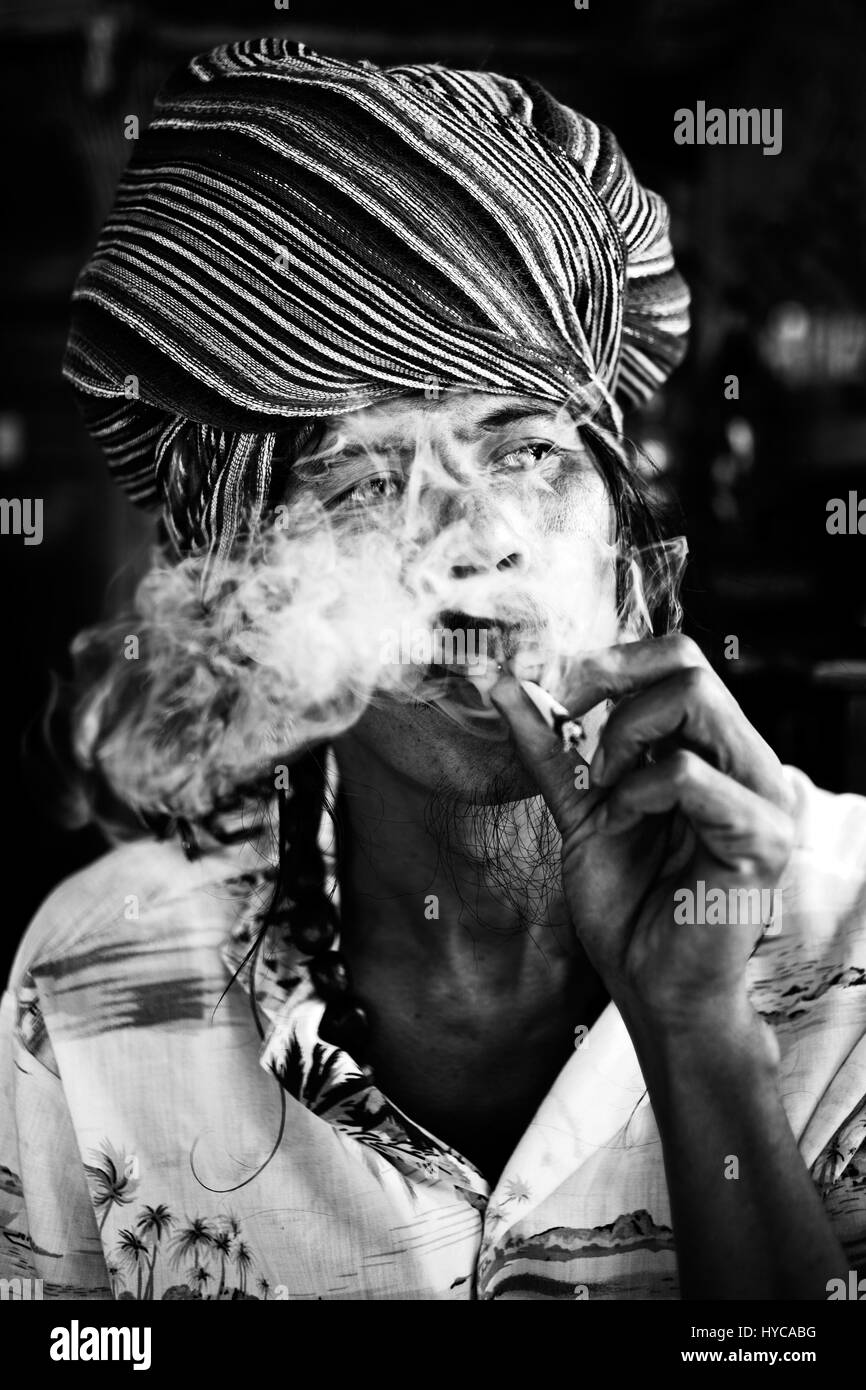 rastaman smoking, koh, phangan, thailand Stock Photo
