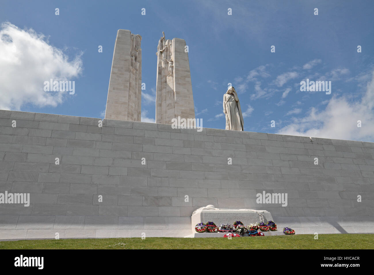 The Canadian World War One Memorial, Vimy Ridge National Historic Site of Canada, France. Stock Photo