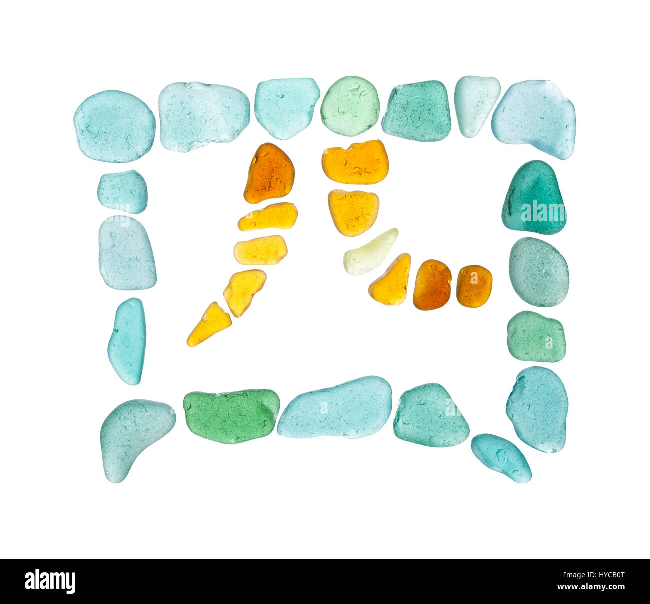 Chinese character si - four, sea glass mosaic Stock Photo