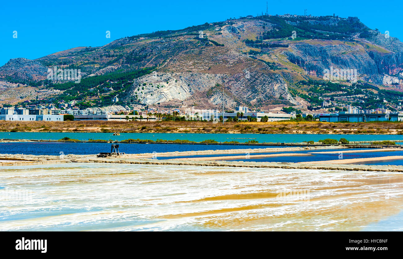 The Salt Flats of Trapani, Sicily, Italy Stock Photo