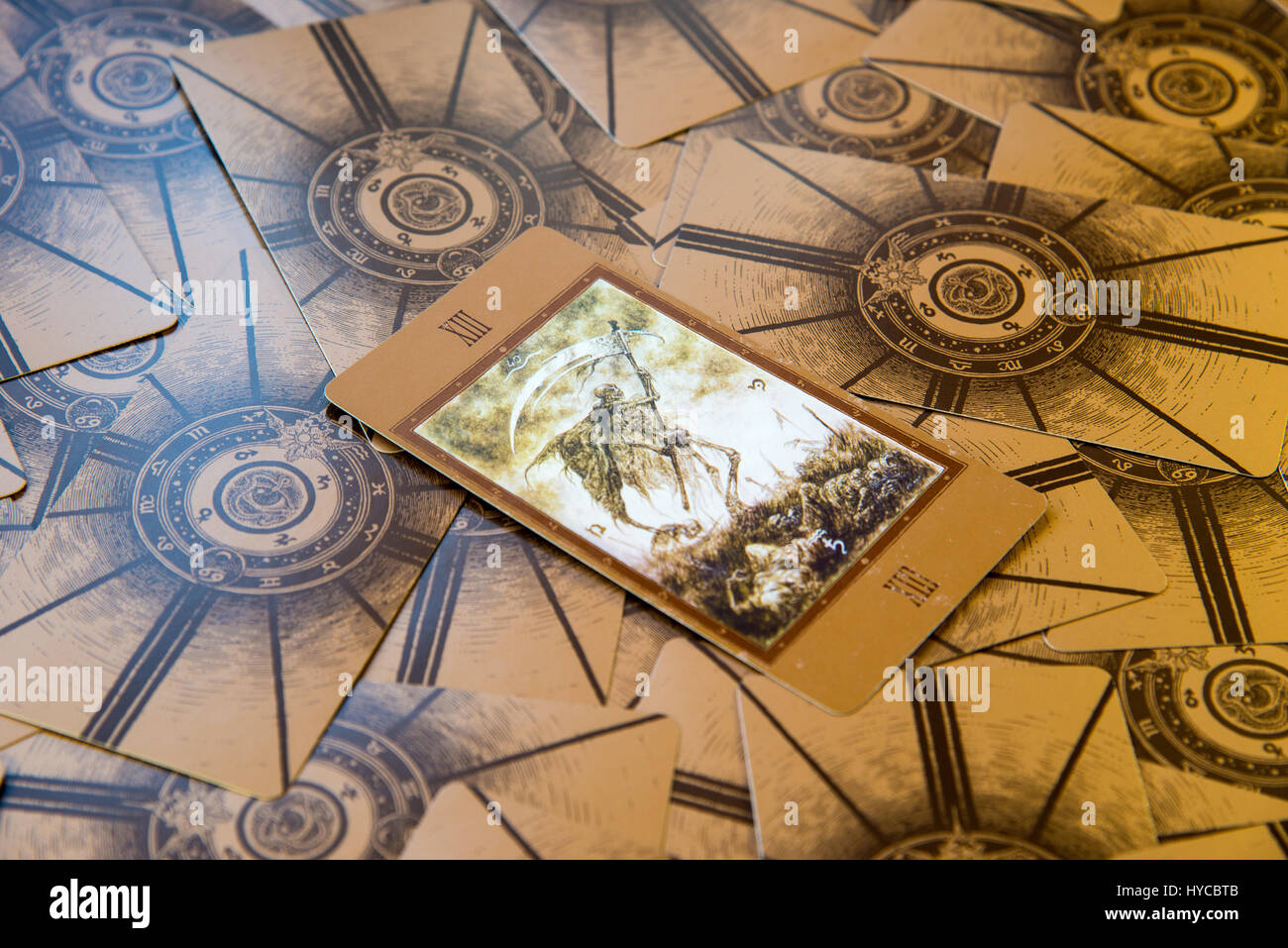 Moscow, Russia - January 29, 2017: Tarot card Death. Labirinth tarot deck. Esoteric background Stock Photo