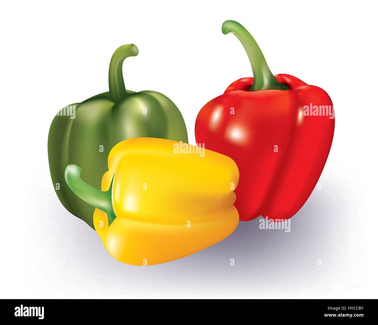 Mixed sweet peppers on white background Stock Vector