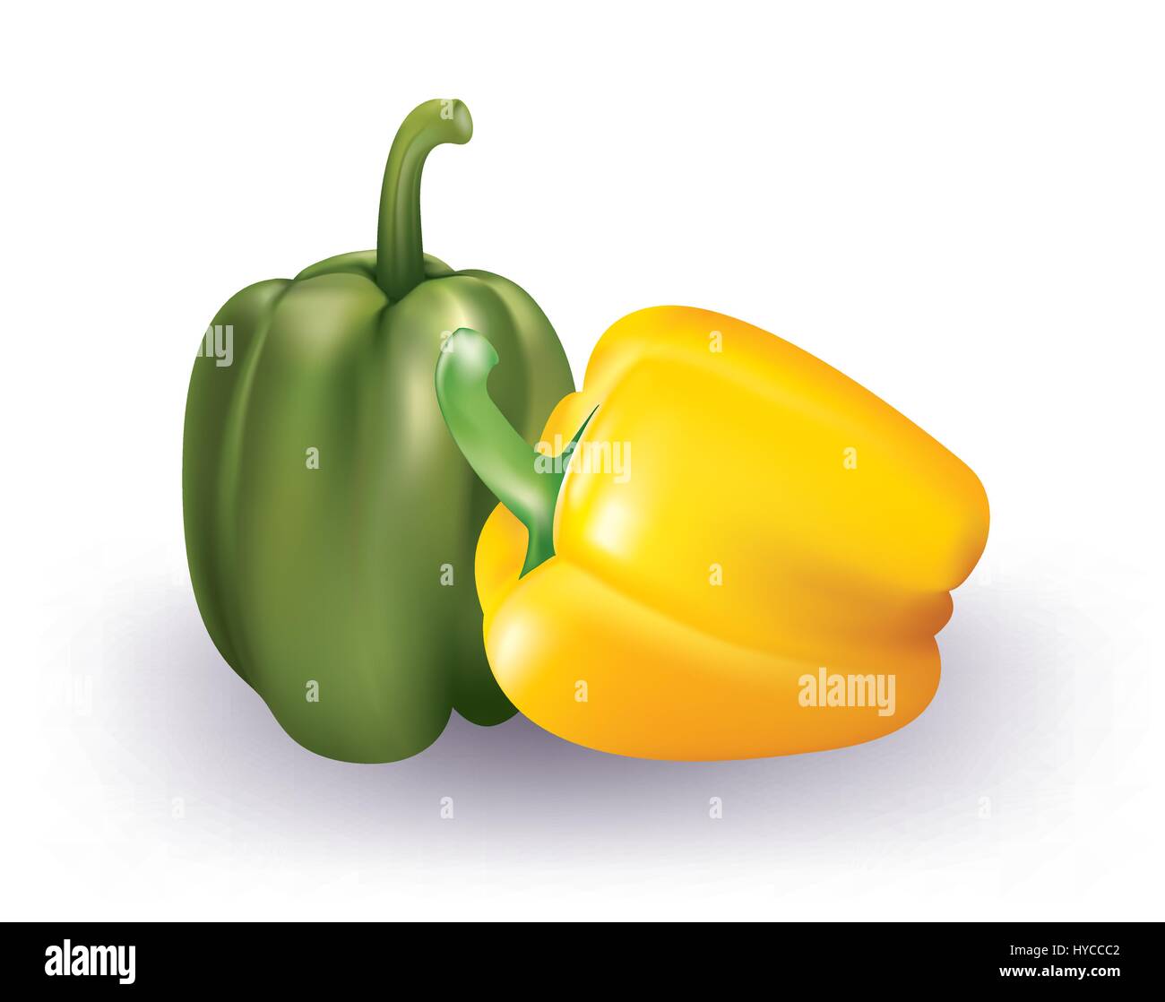 Mixed sweet peppers on white background Stock Vector