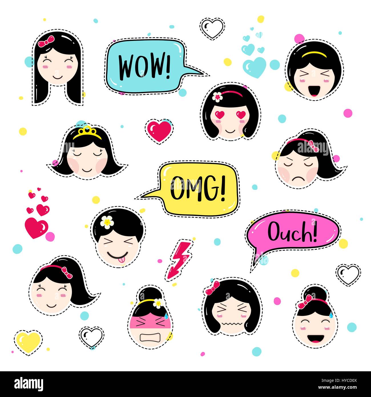 Fashion Patches Comic Doodle Girl Badges Teenage Cute Cartoon
