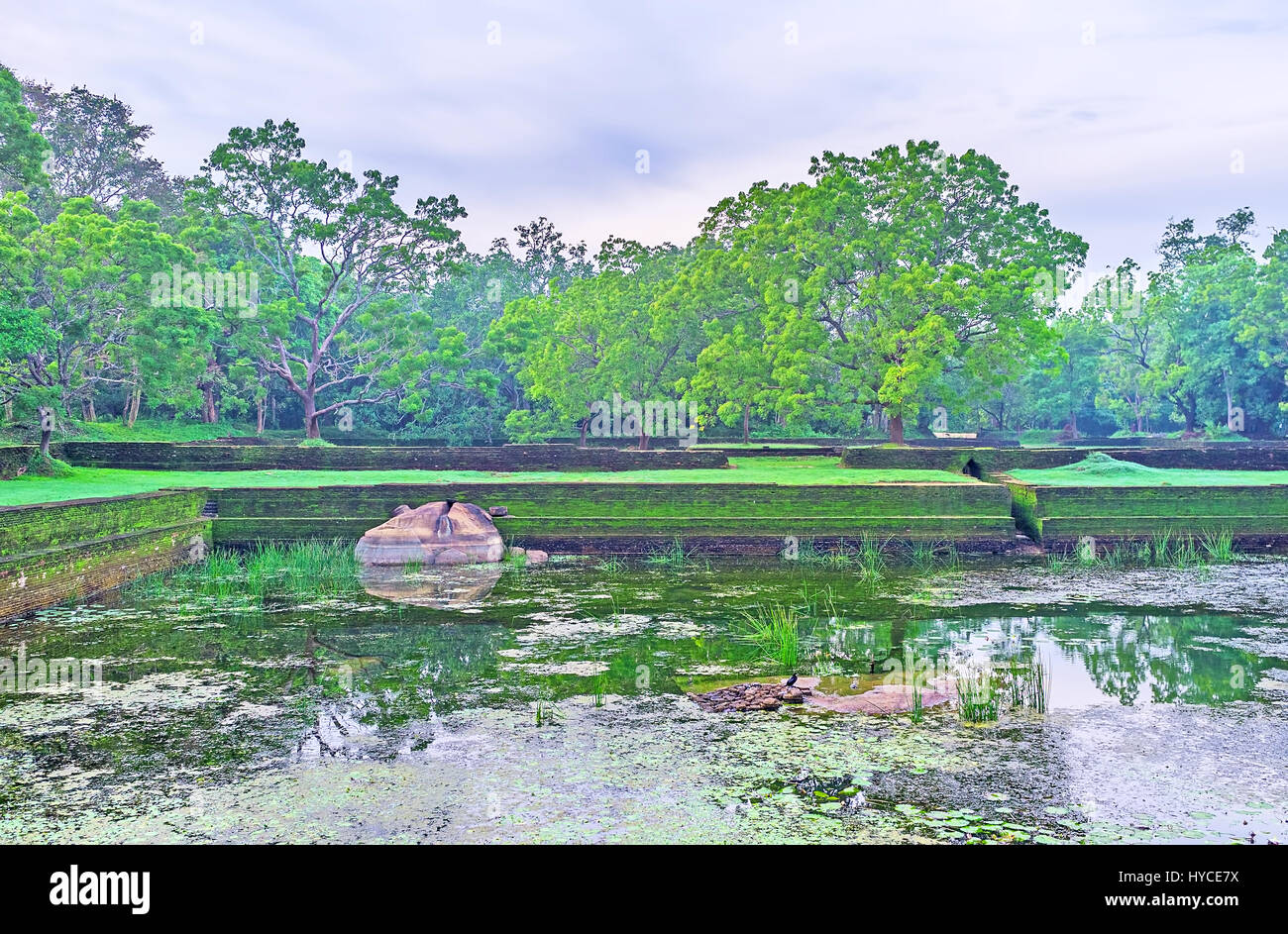 Sigiriya Water Garden has ancient complex of symmetrical lakes