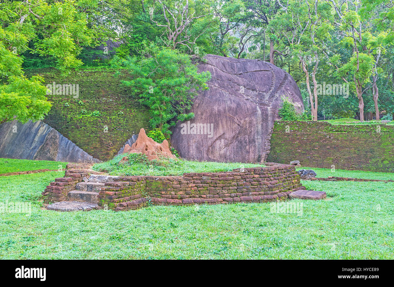 The termitary on the ancient ruins of Sigiriya archaeological site, Sri Lanka. Stock Photo