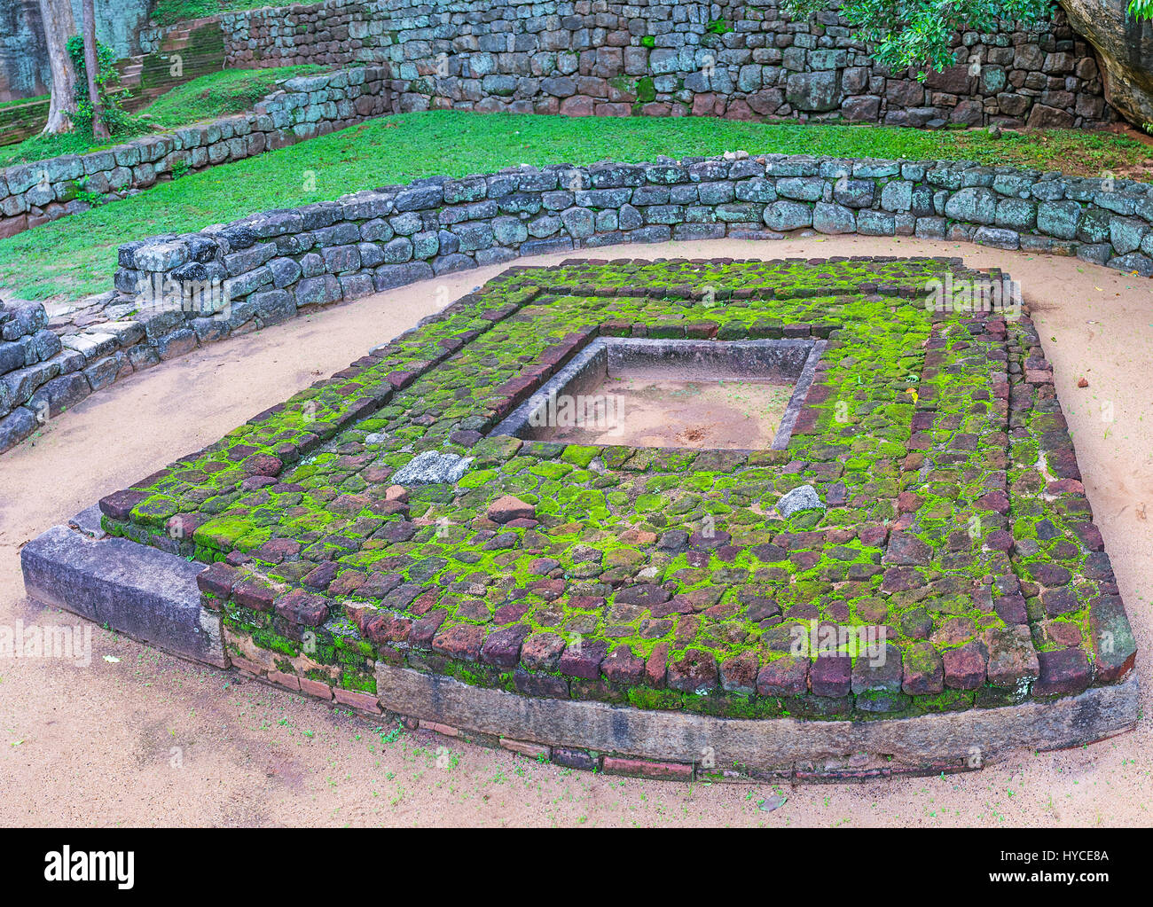 The Sigiriya archaeological complex contains ruins of ancient Buddhist monastery, Sri Lanka. Stock Photo