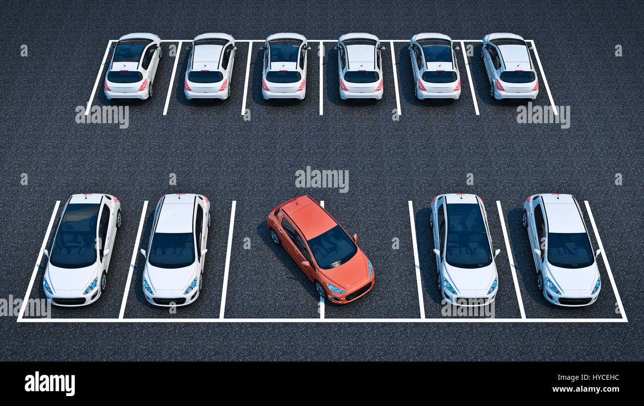 Bad Car Rendering Bad Driver on Parking. 3d rendering Stock Photo - Alamy
