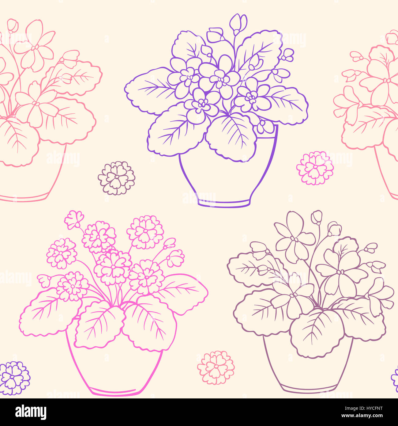 Seamless pattern with houseplants in flowerpot Stock Photo - Alamy