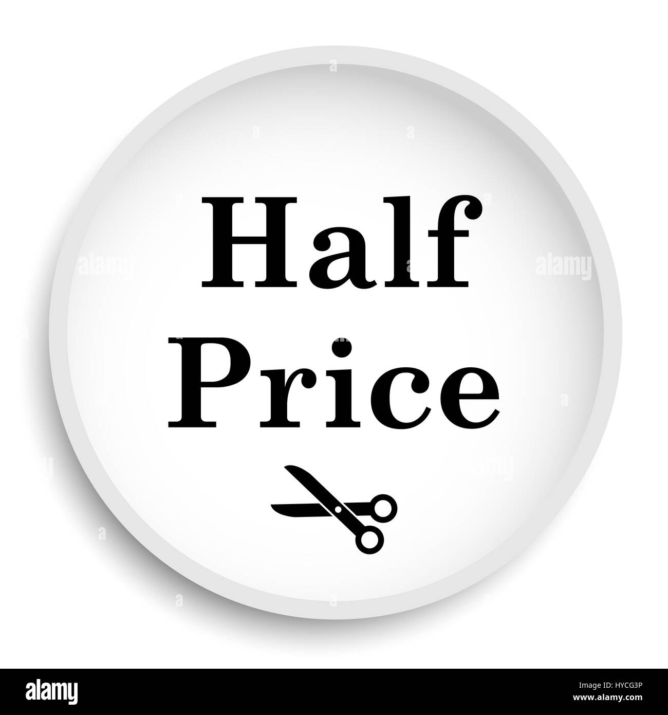 Half price icon. Half price website button on white background Stock