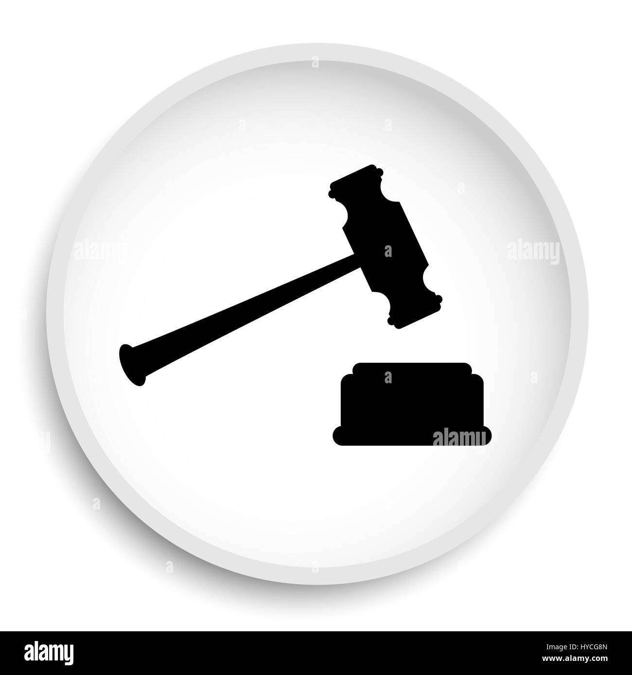 Judge hammer icon. Judge hammer website button on white background