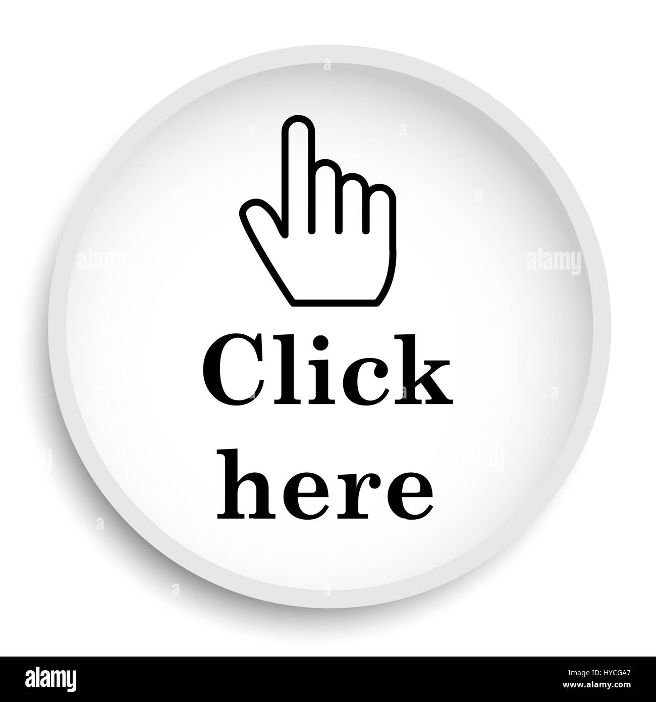 Click here icon. Click here website button on white background Stock Photo  - Alamy