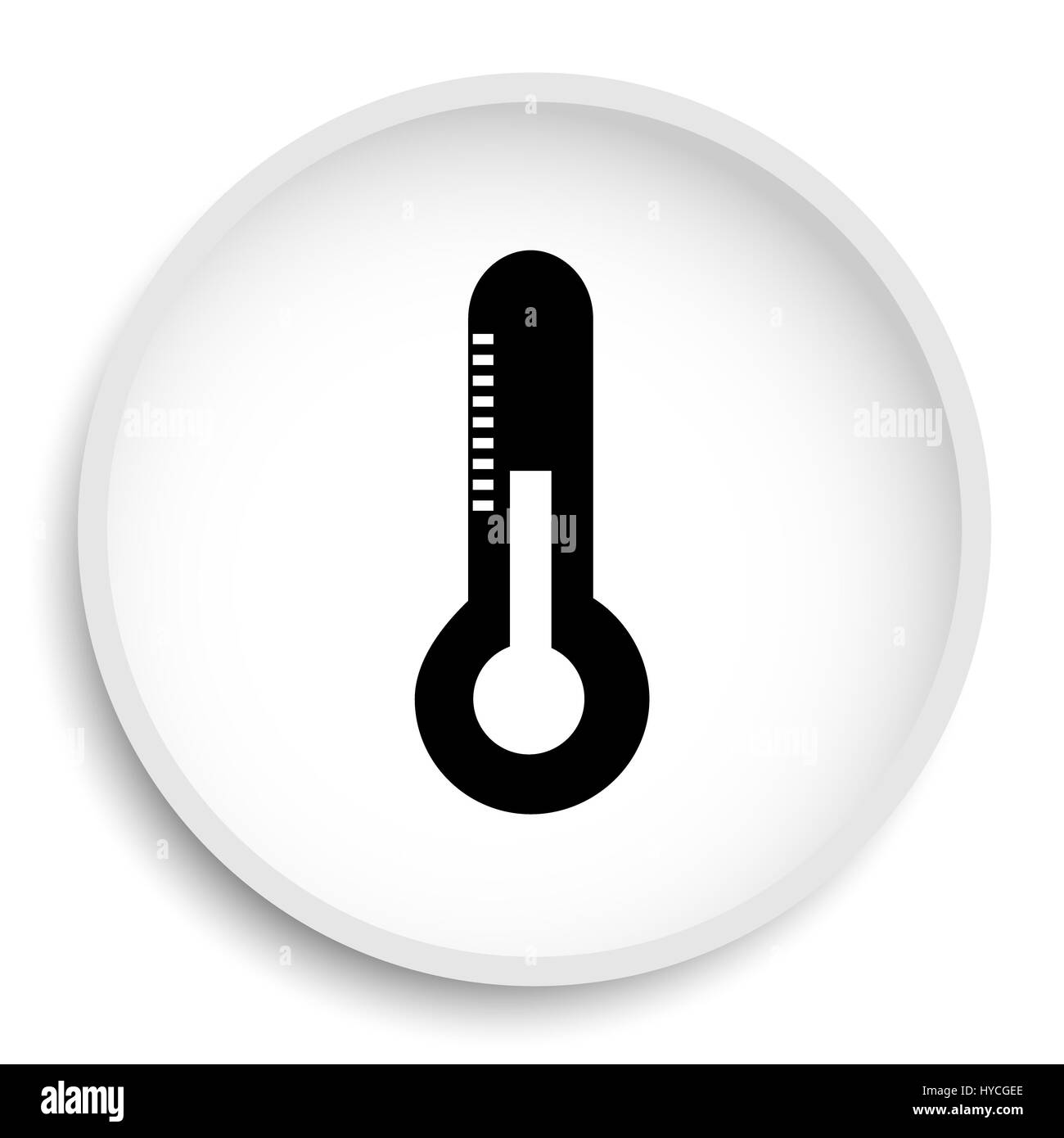 Thermometer icon. Thermometer website button on white background Stock