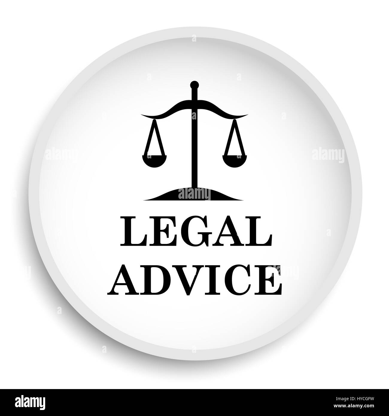 Legal advice icon. Legal advice website button on white background