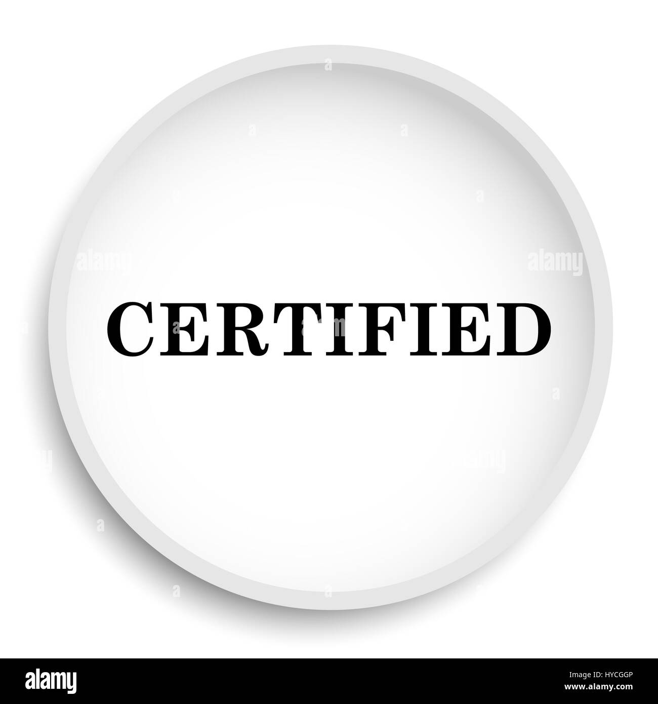 Certified icon. Certified website button on white background Stock ...