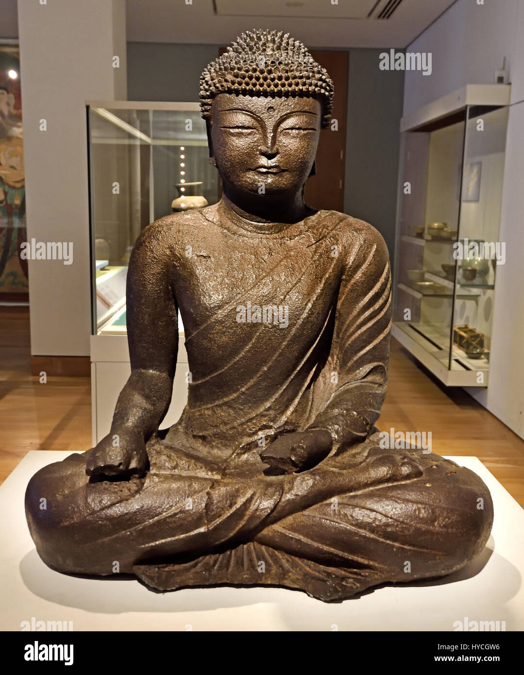 • Iron Buddha statue; cast and welded. Goryeo Dynasty  918-1392 AD Asia, Korea, Korean Stock Photo