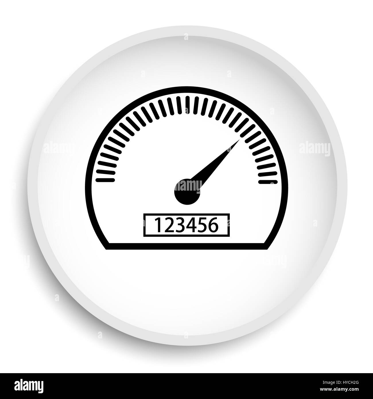 Speedometer icon. Speedometer website button on white background Stock