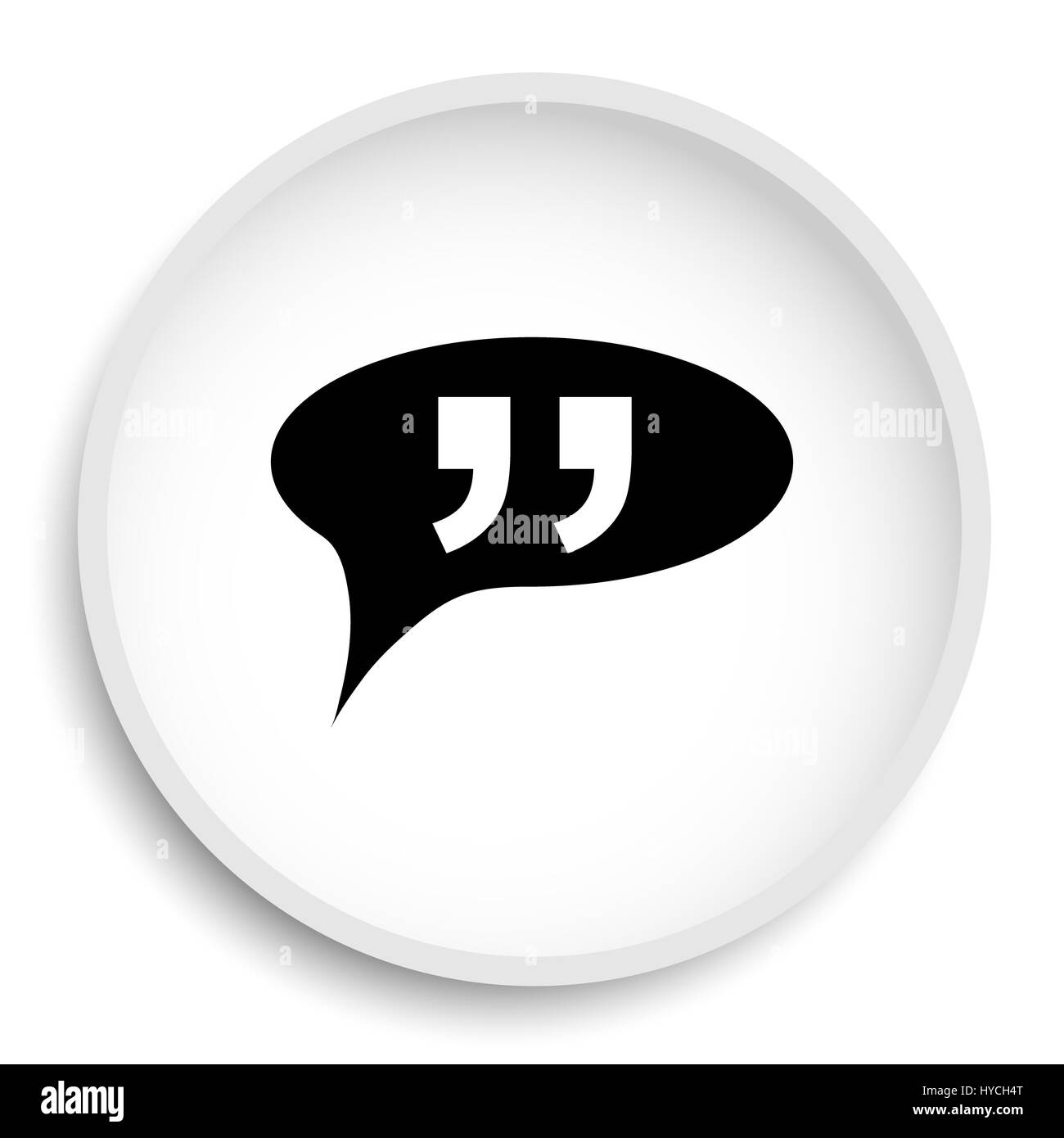Double quotes icon. Double quotes website button on white background. Stock Photo