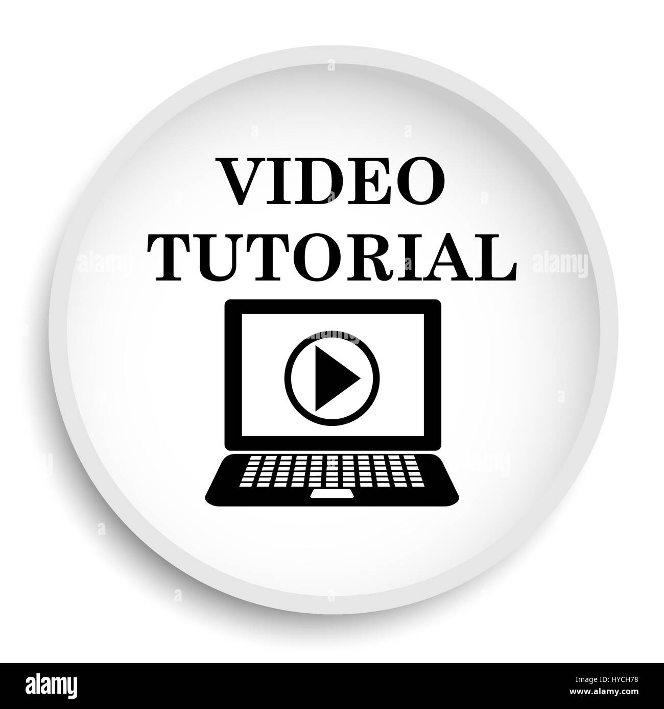 Video tutorial icon. Video tutorial website button on white background ...