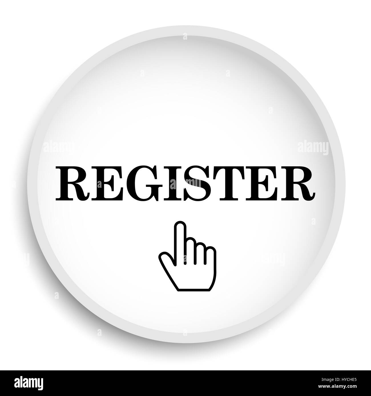Register icon. Register website button on white background. Stock Photo