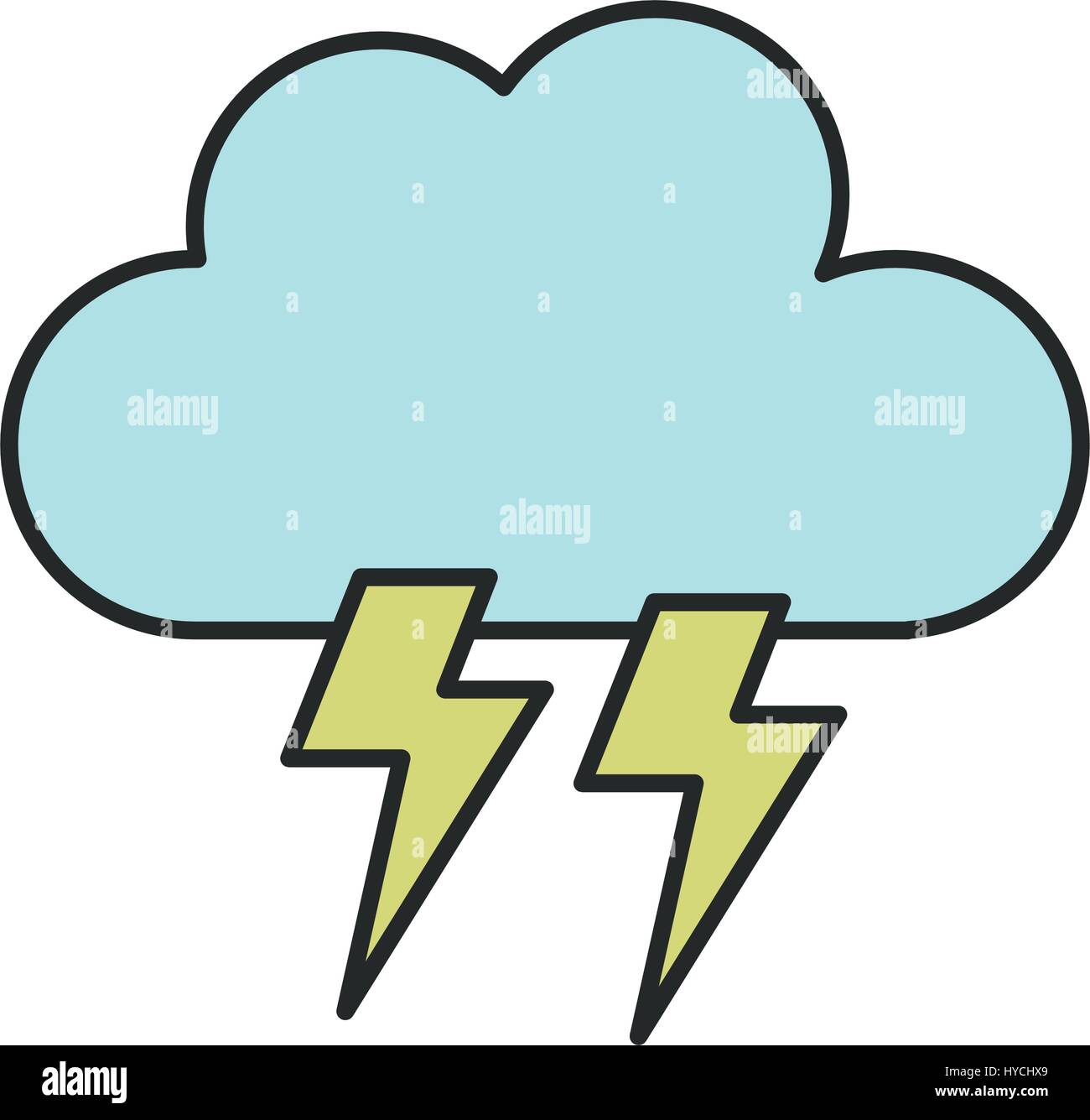 cloud lightning bolt icon illustrated on a white background in vector