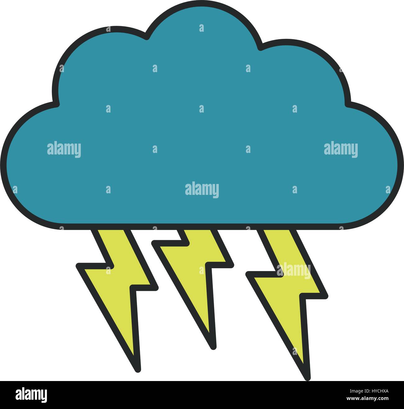 cloud lightning bolt icon illustrated on a white background in vector ...