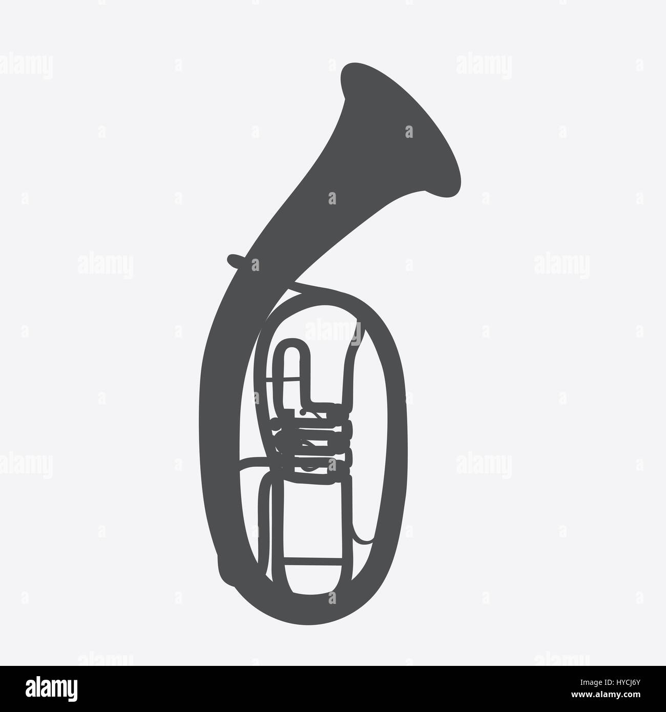 Widely Menzurny Brass Instrument Tube. Vector Illustration Stock Vector