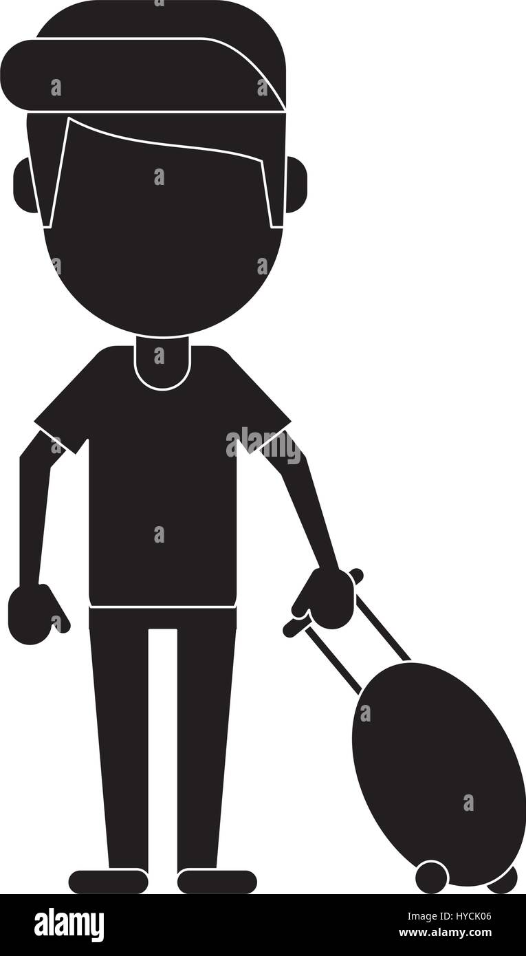 man tourist travel suitcase pictogram Stock Vector Image & Art - Alamy
