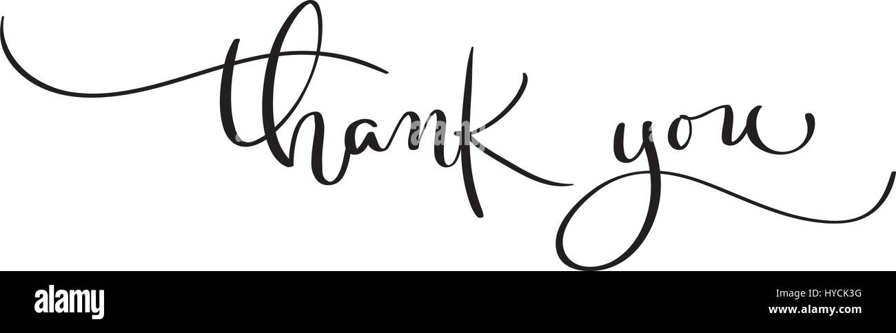 Hand drawn vintage Vector text Thank you on white background ...