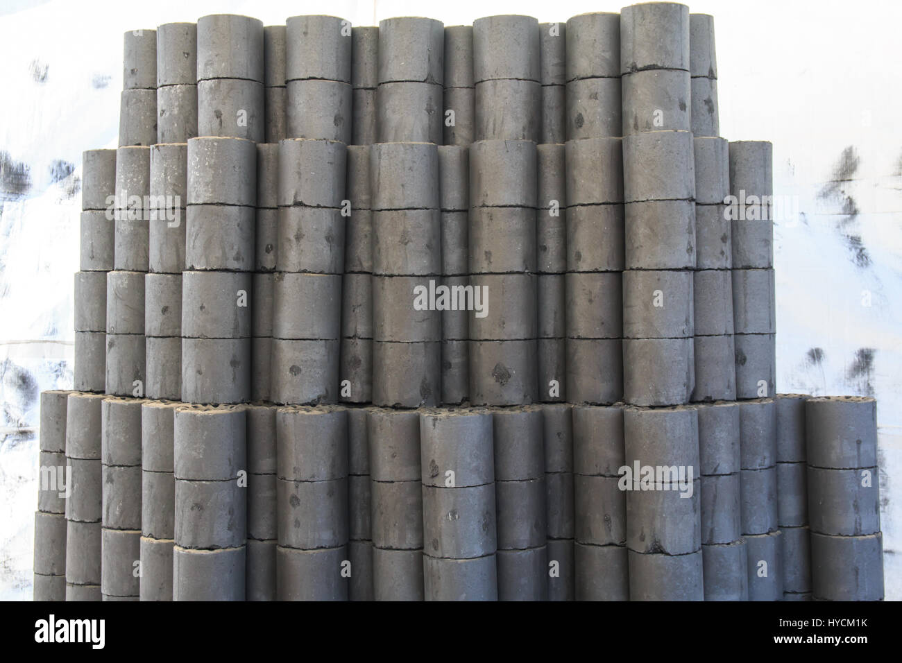 pile of coal briquettes for winter use Stock Photo