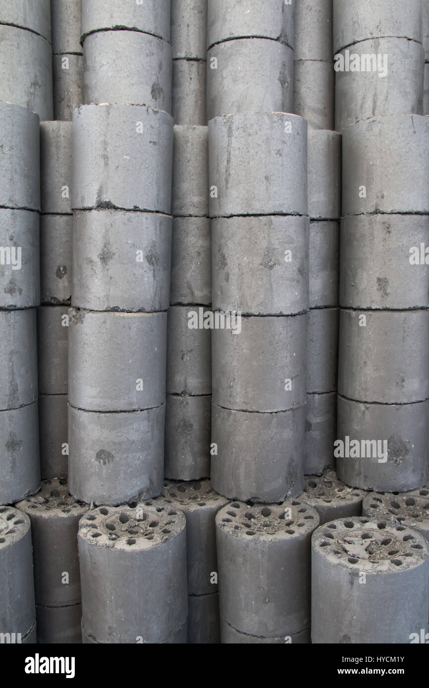 pile of coal briquettes for winter use Stock Photo