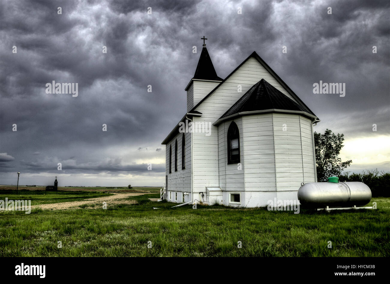 Storm Clouds Saskatchewan country church rural Canada Stock Photo - Alamy