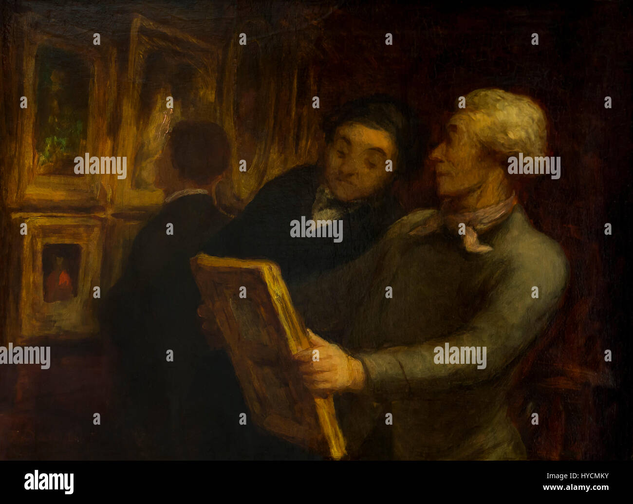 The Painting-Lovers, by Honore Daumier, 1860-1865,Boijmans van Beuningen Museum, Rotterdam, Netherlands, Europe Stock Photo