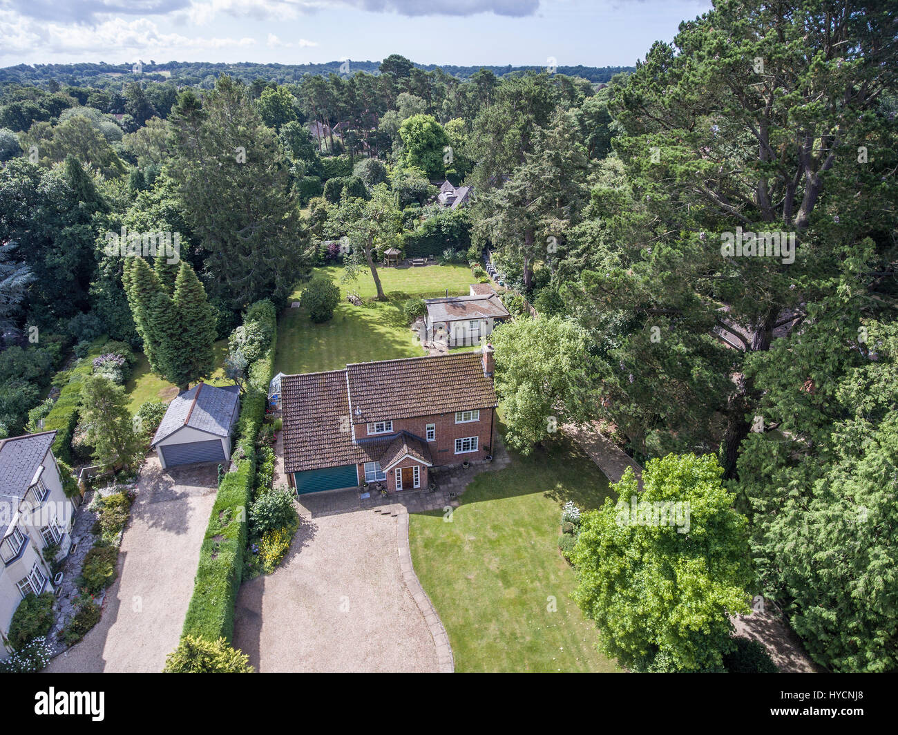 aerial views of large beautiful detached houses in Dorset UK Stock