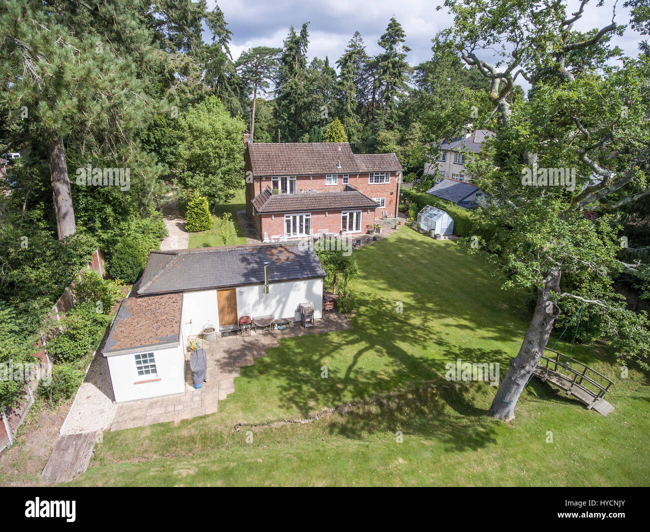 aerial views of large beautiful detached houses in Dorset UK Stock