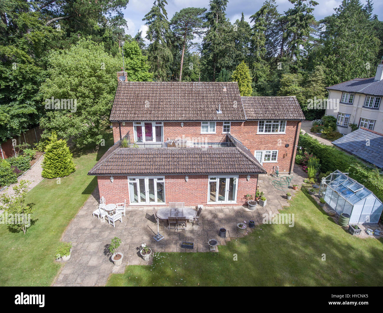 aerial views of large beautiful detached houses in Dorset UK Stock