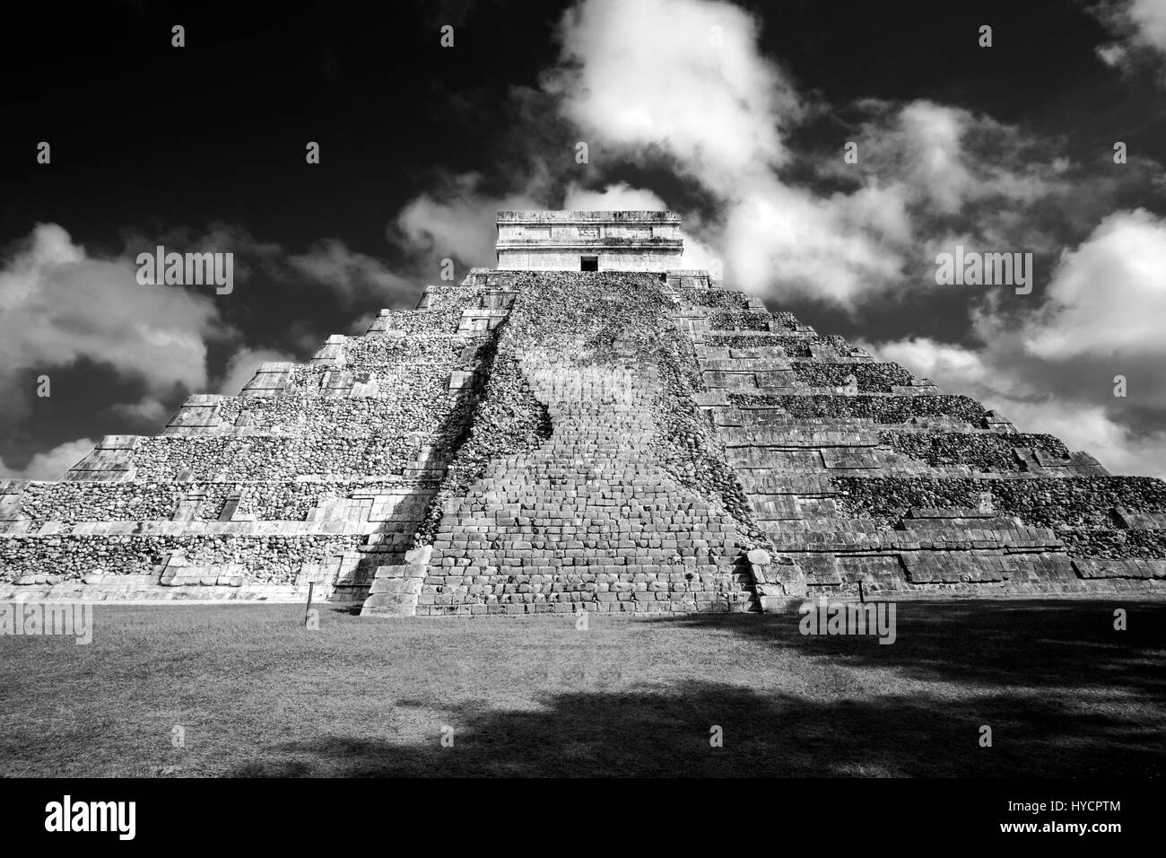Famous Mayan pyramid in Chichen Itza archeological site, one of new Seven wonders of the World, Mexico Stock Photo