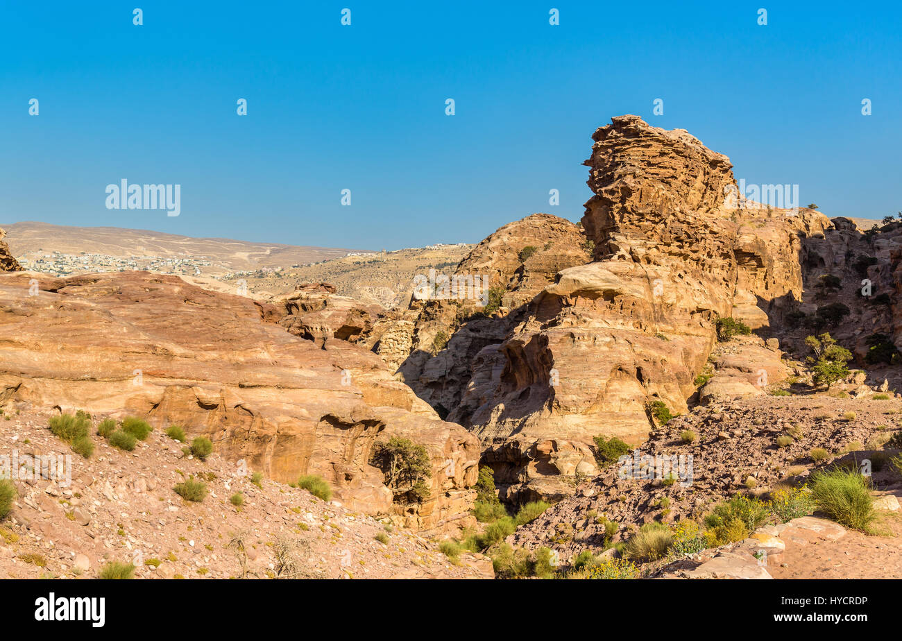 Wadi Jeihoon, the path to the Monastery El Deir at Petra Stock Photo